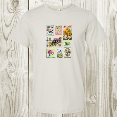 Vintage Flower Stamps Graphic Tee