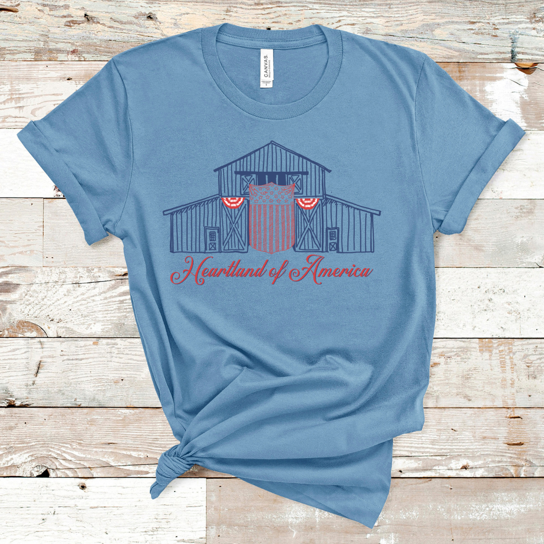 Heartland of America Fourth of July Patriotic Graphic Tee