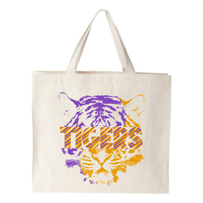 Purple & Gold Tigers LSU Game Day Canvas Tote Bag