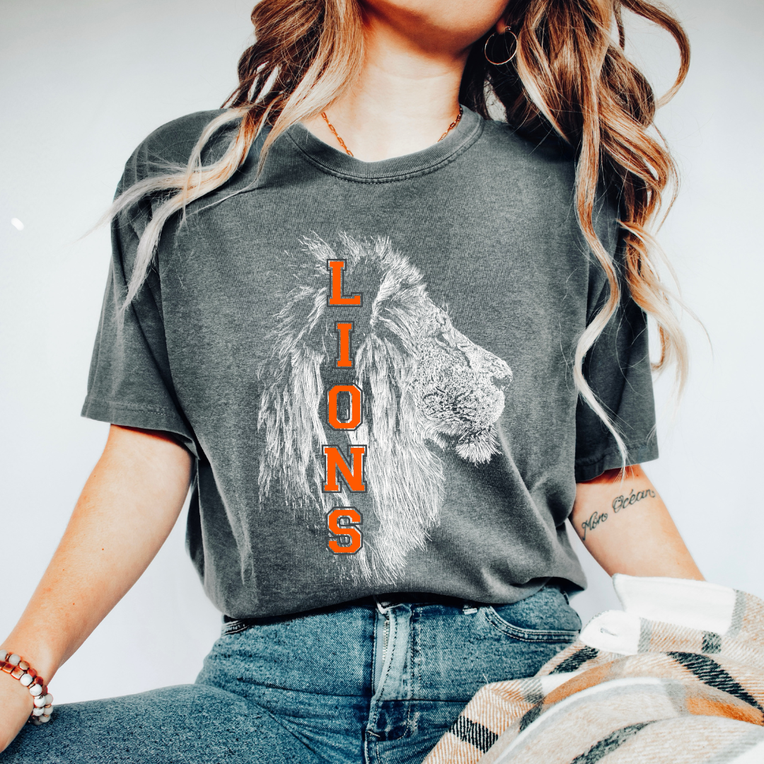 Lions Block Head Mascot Tee