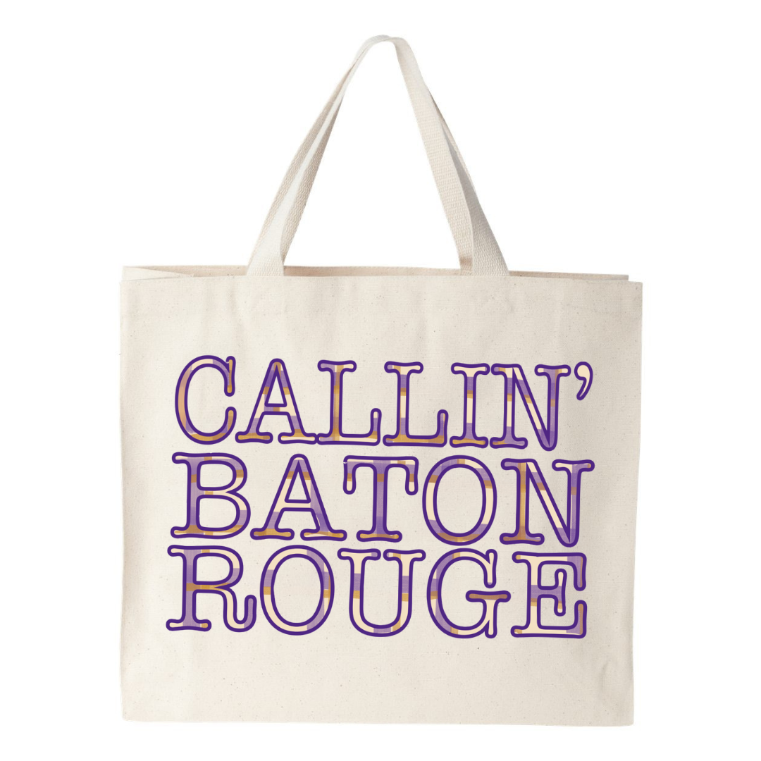 Purple & Gold Tigers LSU Game Day Canvas Tote Bag