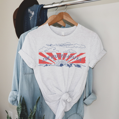 Sunrise over USA  Fourth of July Patriotic Graphic Tee