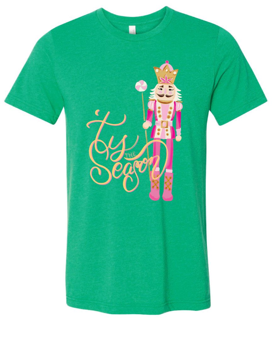 Tis the Season Pink Nutcracker Graphic Christmas Tee